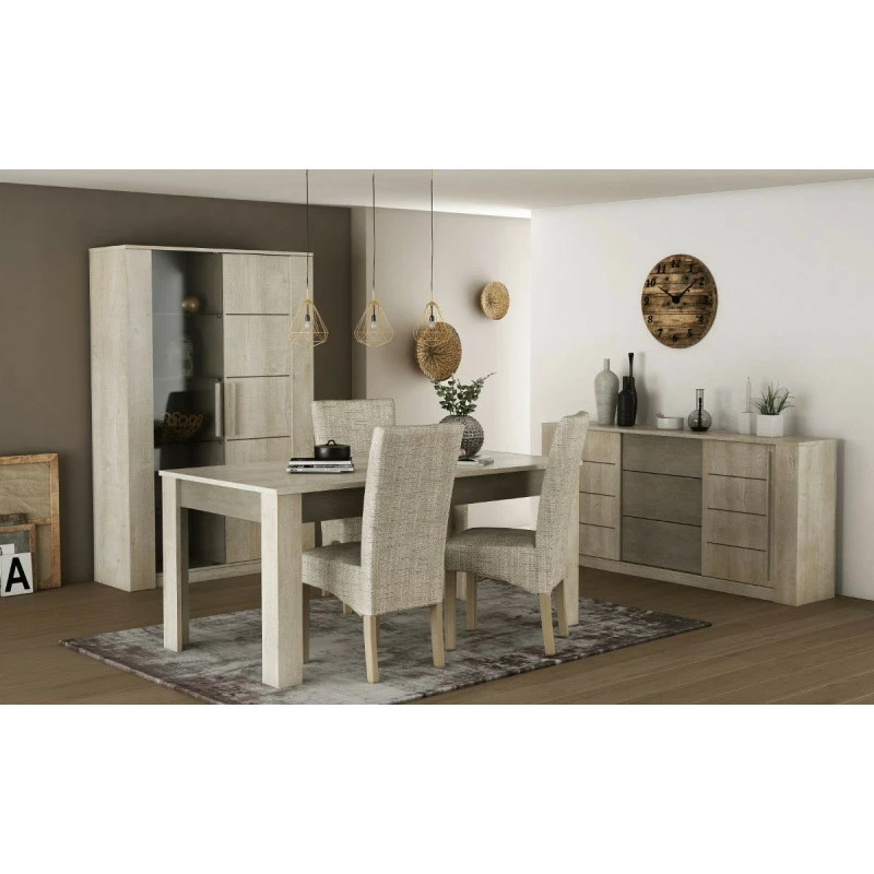 Vitrine LED 2 portes CANNES chêne champagne/béton clair Demeyere Vitrine LED 2 Portes CANNES Chêne Champagne/béton Clair -Ledepot-bailleul Soldes Magasin vitrine led 2 portes cannes chene champagne beton clair 5